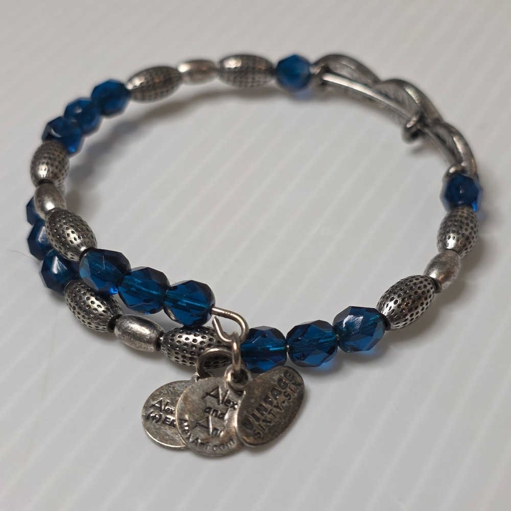 Alex and Ani Wrap Bracelet OS Blue Fair Vintage Sixty-Six
